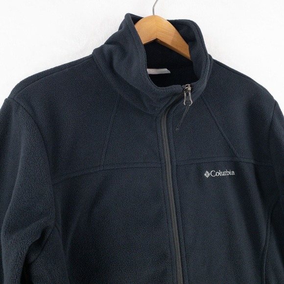 Columbia Fleece Jacket Womens XL Black Full Zip With Pockets - Picture 2 of 13